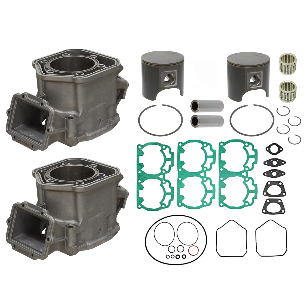 2 SPI Cylinders Pistons Gasket Kit Bearings for Ski-Doo 2000-20 non-HO 600 Carb