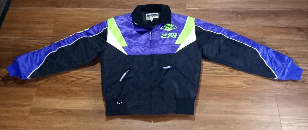 1990’s Artic Cat Team Artic Snowmobile Bomber Jacket Mens Purple Small USA Made
