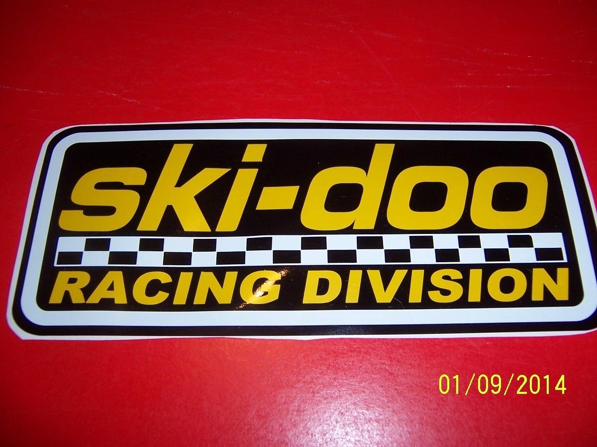 4″ X 8″ ski-doo Racing Division (NEW Vinyl BLACK,Yellow and White Sticker)..L@@K