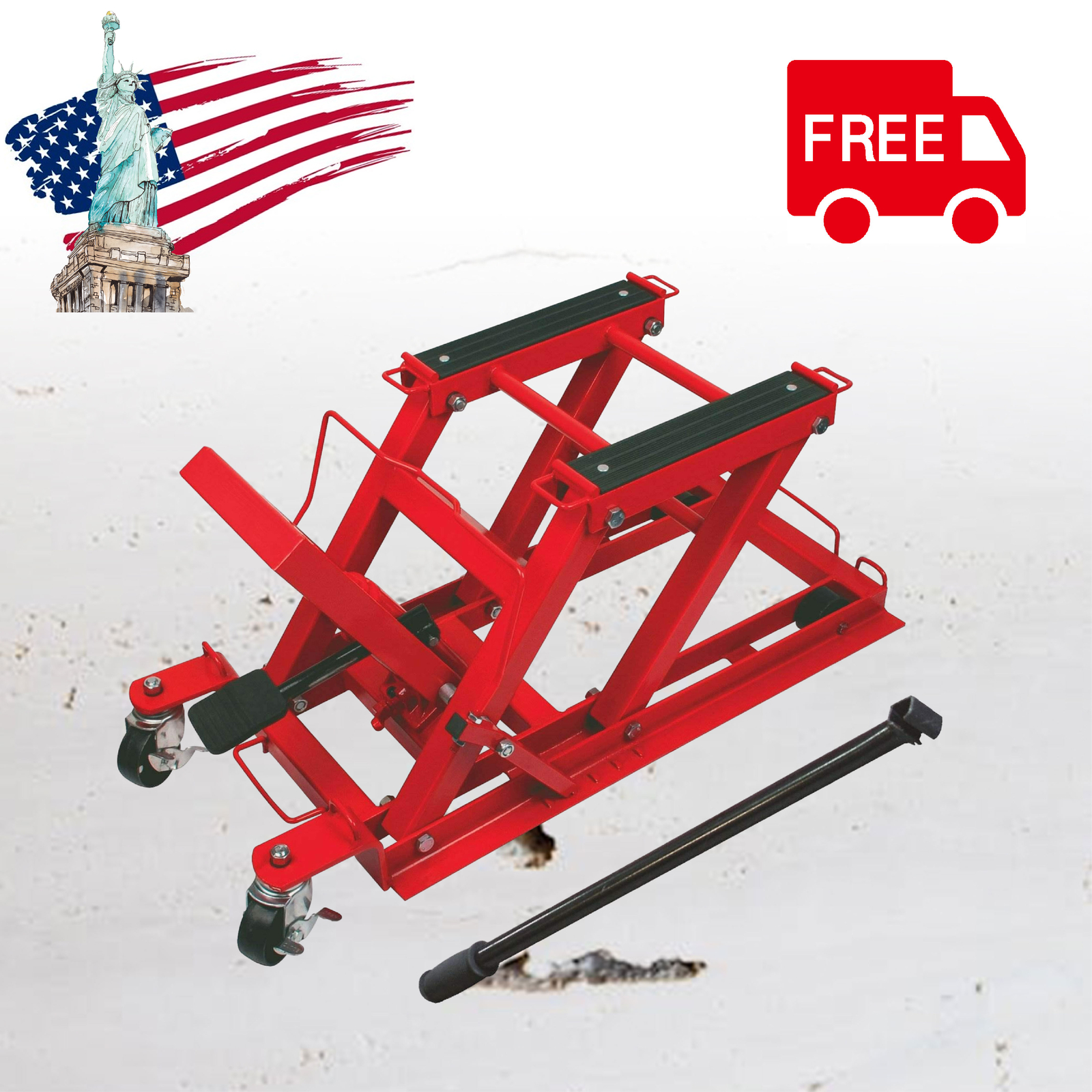 BigRed 3/4 Ton Powersports Lift Jack (Motorcycle, ATV, UTV, Snowmobile), Red