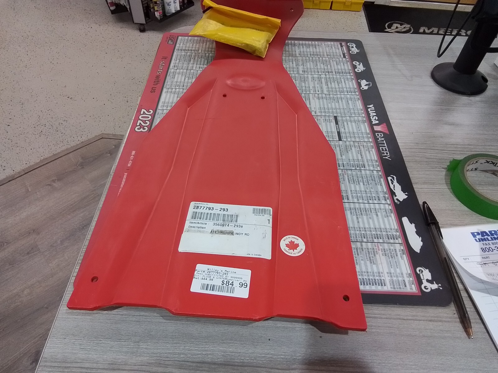 NEW OEM POLARIS SNOWMOBILE RUSH PRO-RIDE SKID PLATE, INDY RED – 2877793-293