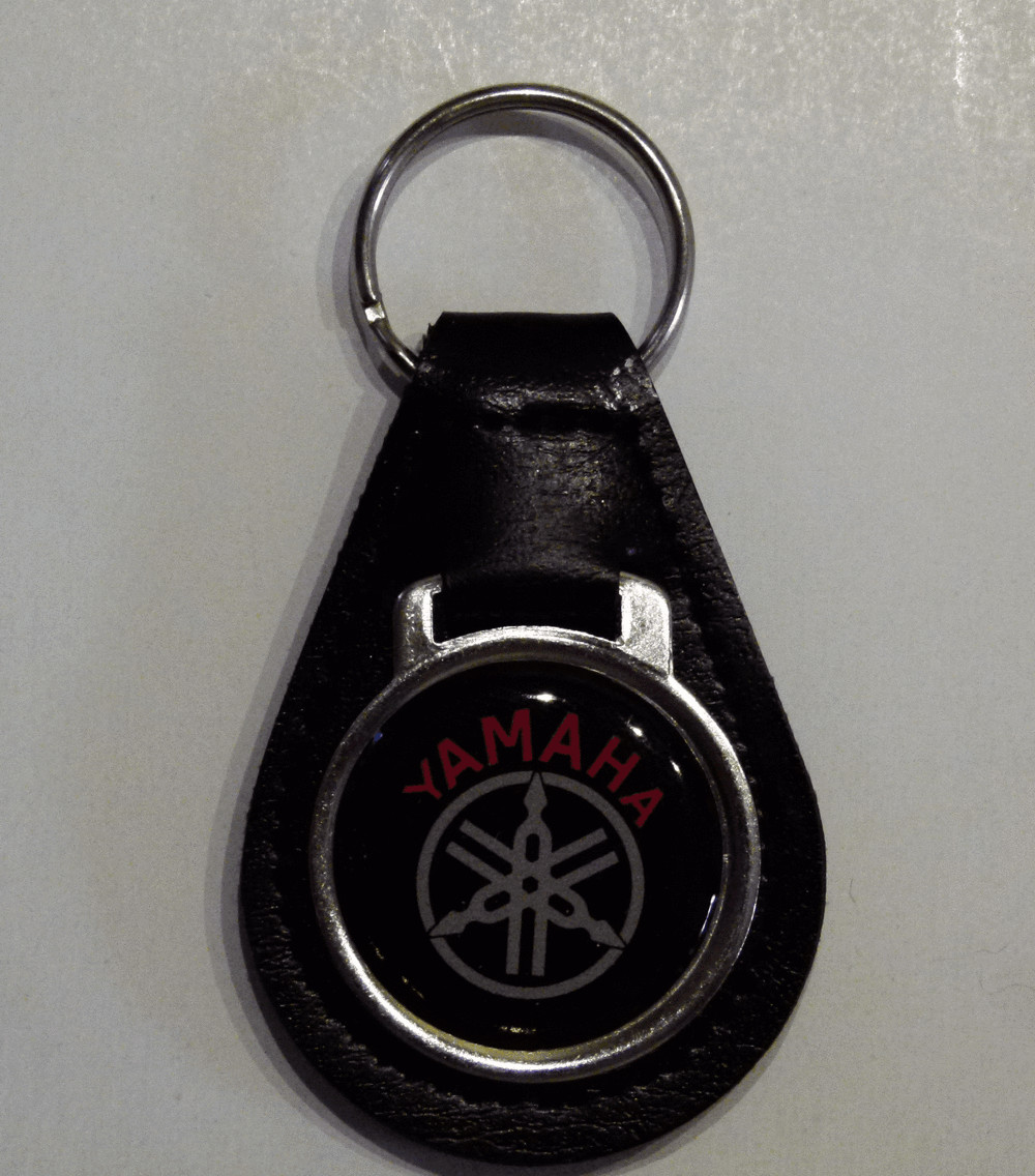 Reproduction Vintage Yamaha Snowmobile Medallion Style Leather Keychain (010)