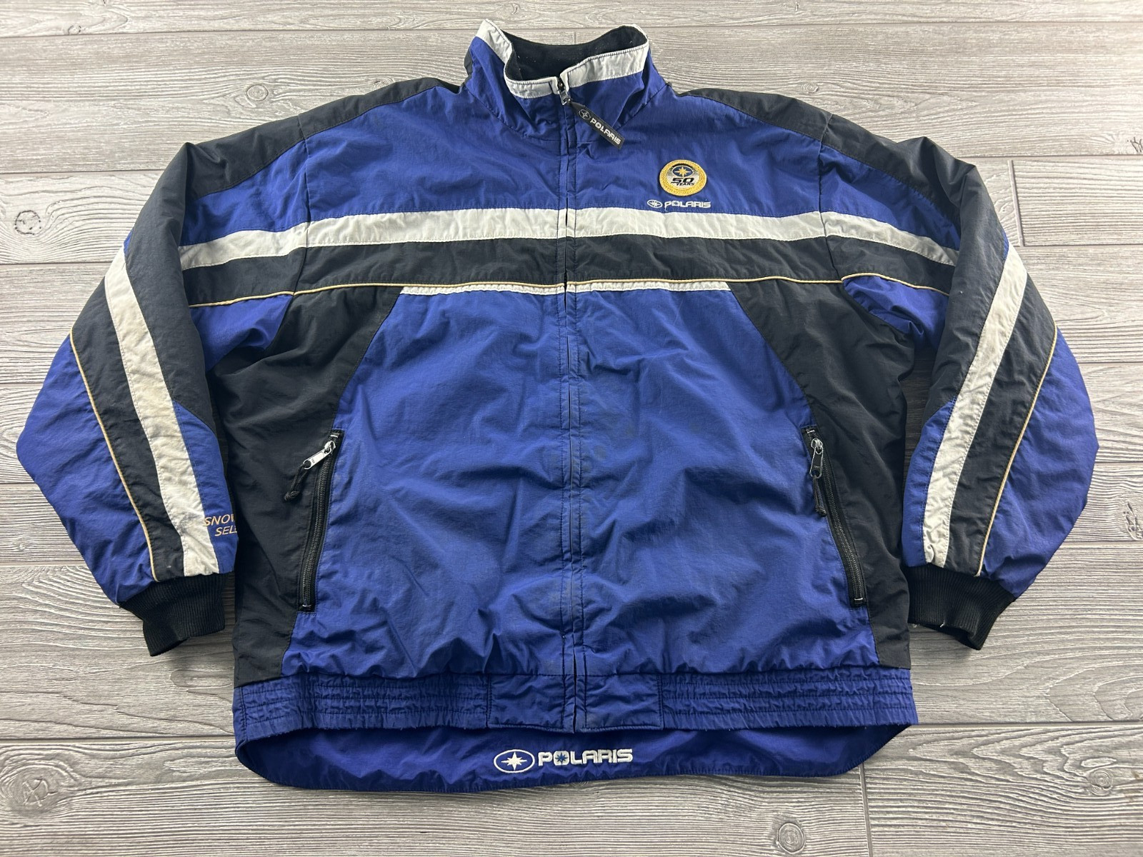 Polaris  Snowmobile Jacket Coat Pure Blue White Black “50 Years” Patch Full Zip
