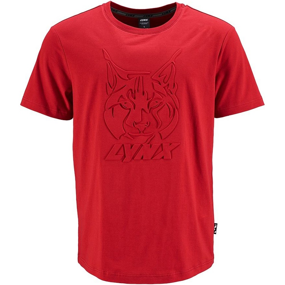 Ski-Doo Mens Lynx Signature T-Shirt Tee Short Sleeve 3D Embossed Print Red