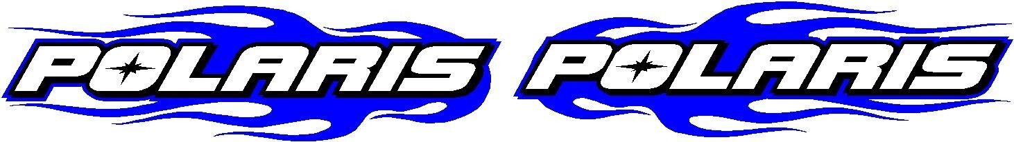 Polaris snowmobile blue flame 2 sticker decal set 2.5″ x 10″ each