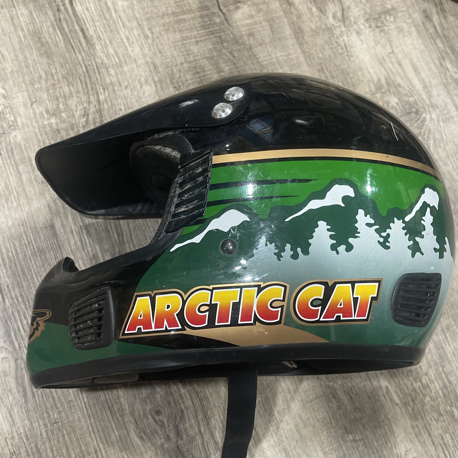 Vintage Rare Green & Black Artic Cat Motorcycle Men’s Helmet Size Large Nice 🔥