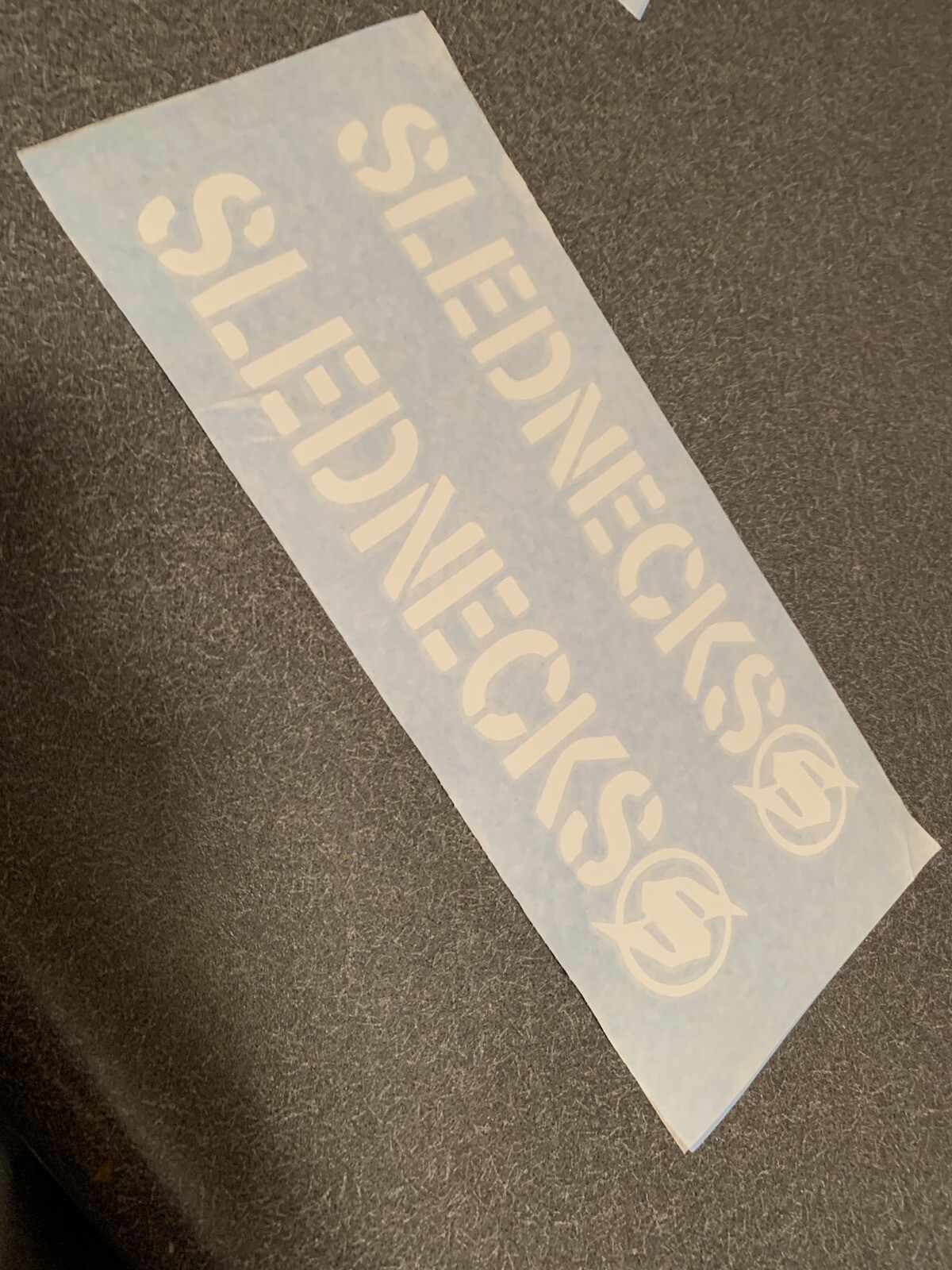 Slednecks Snowmobile vinyl stickers decal PAIR OF TWO 10”x1.7” White