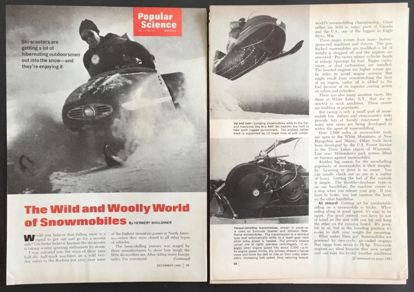 Snowmobiles 1966 Vintage review Johnson Artic Cat AMF Bolens Evinrude Polaris