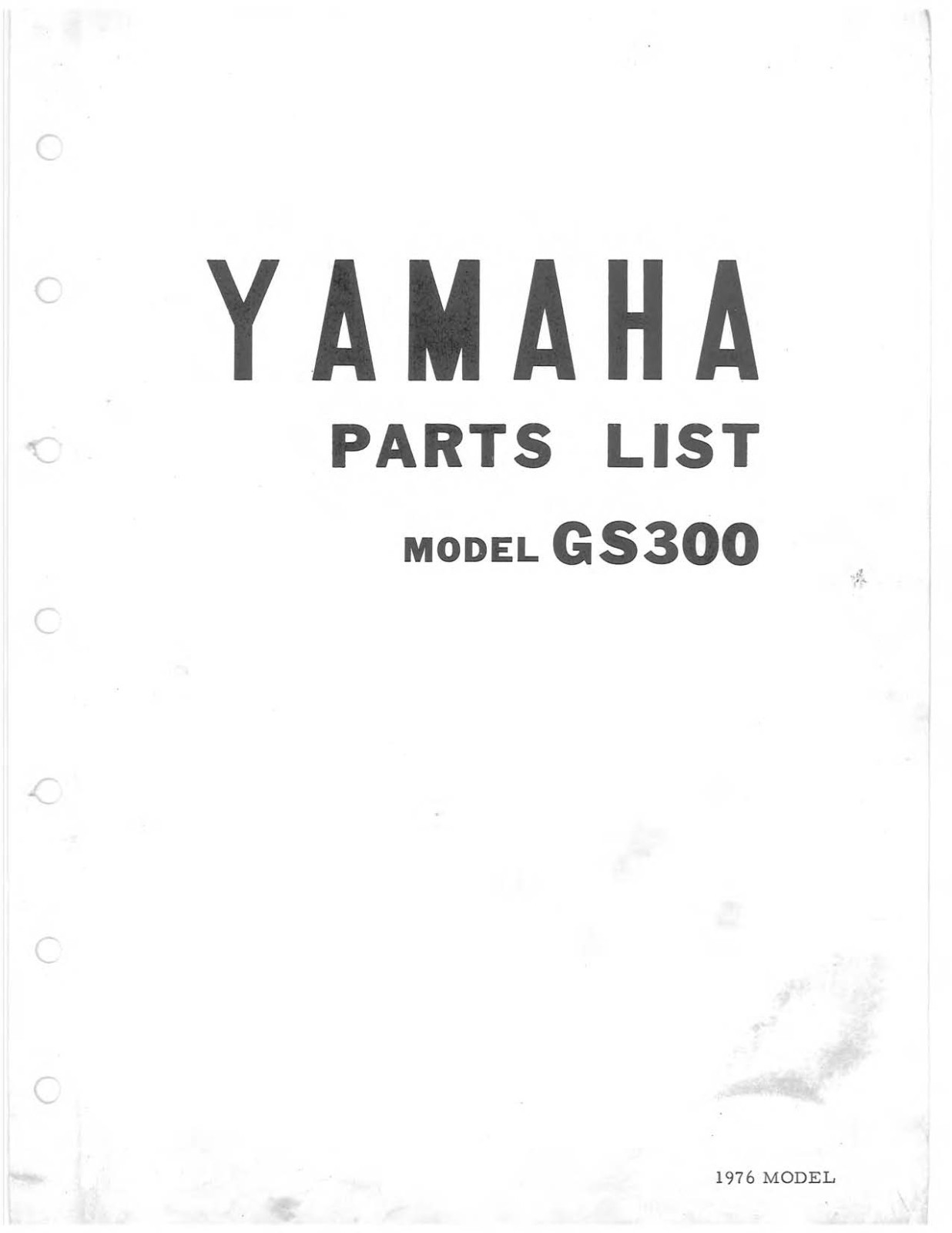 Yamaha Snowmobile Parts Manual Book 1976 GS300