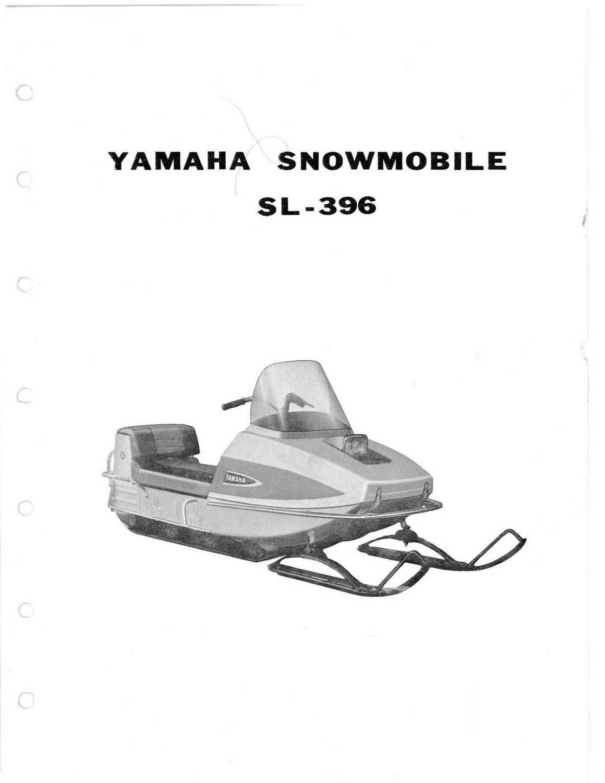 Yamaha Snowmobile Parts Manual Book 1970 SL-396