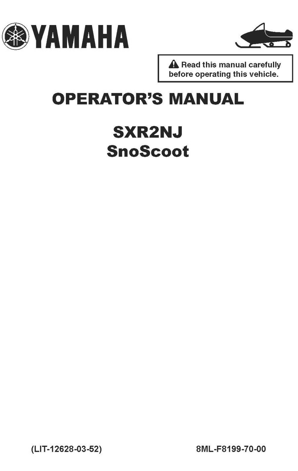 Yamaha Snowmobile Owners Manual Book 2018 SnoScoot SXR2NJ