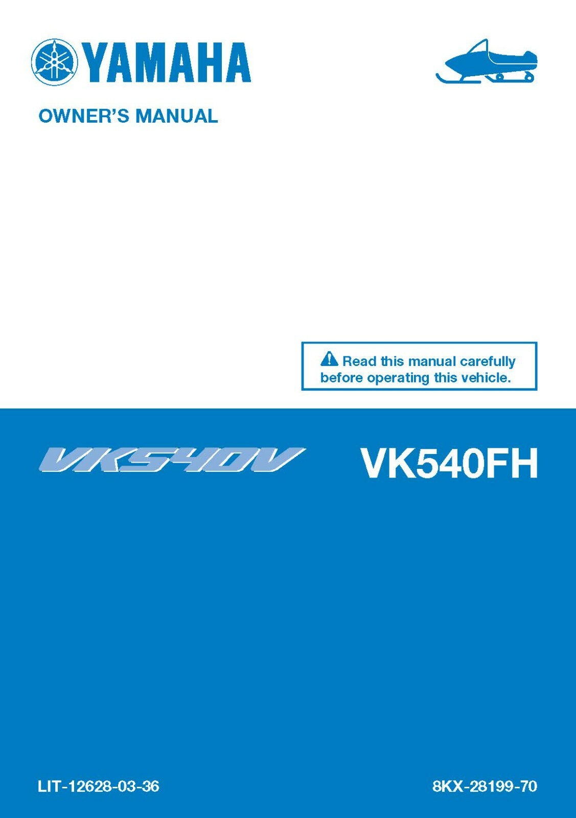 Yamaha Snowmobile Owners Manual Book 2017 VK540V, VK540FH