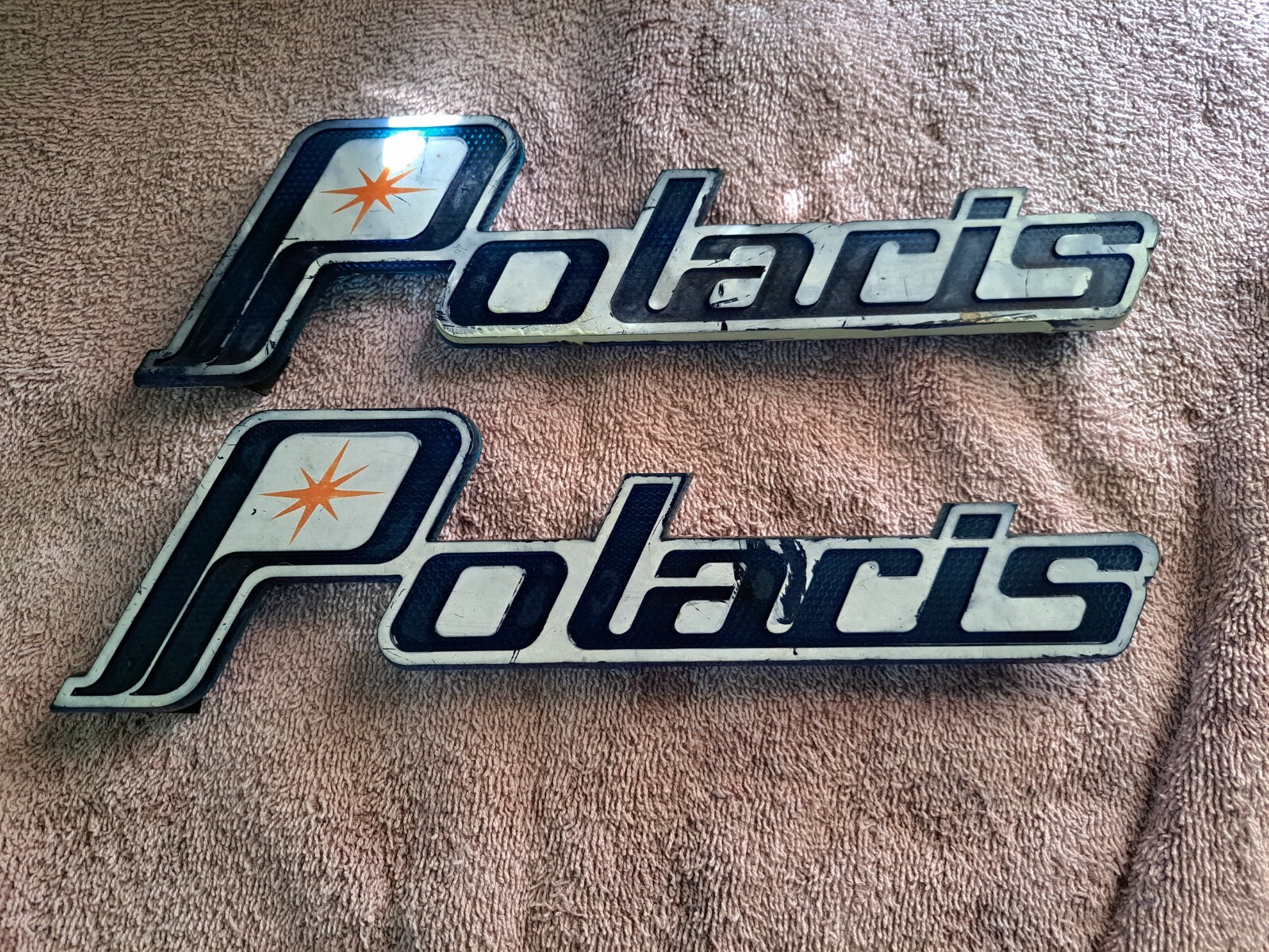 Vintage 70’s Polaris Snowmobile Hood Emblems/ Set