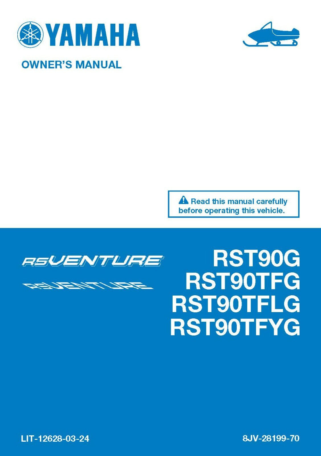 Yamaha Snowmobile Owners Manual Book 2016 RS Venture RST90TFLG & RST90TFYG