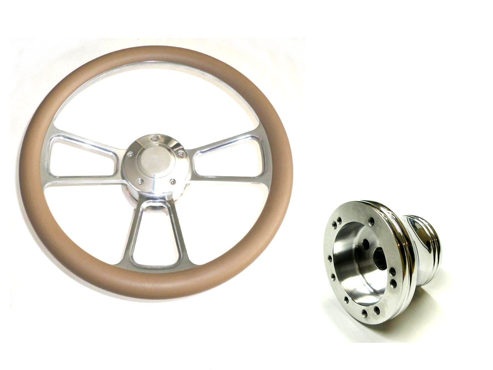 Artic Cat Prowler 14″ Billet & Tan Steering Wheel Includes Horn & Adapter