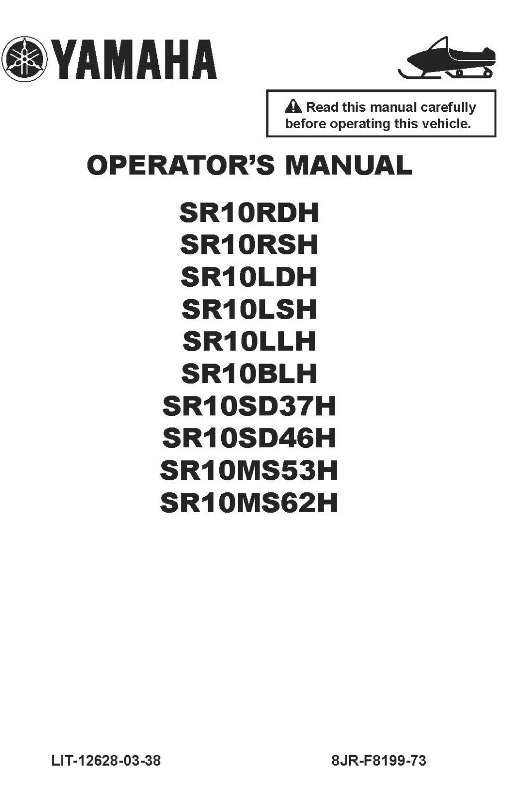 Yamaha Snowmobile Owners Manual Book 2017 SRViper, SR Viper SR10SD37H, SR10SD46H