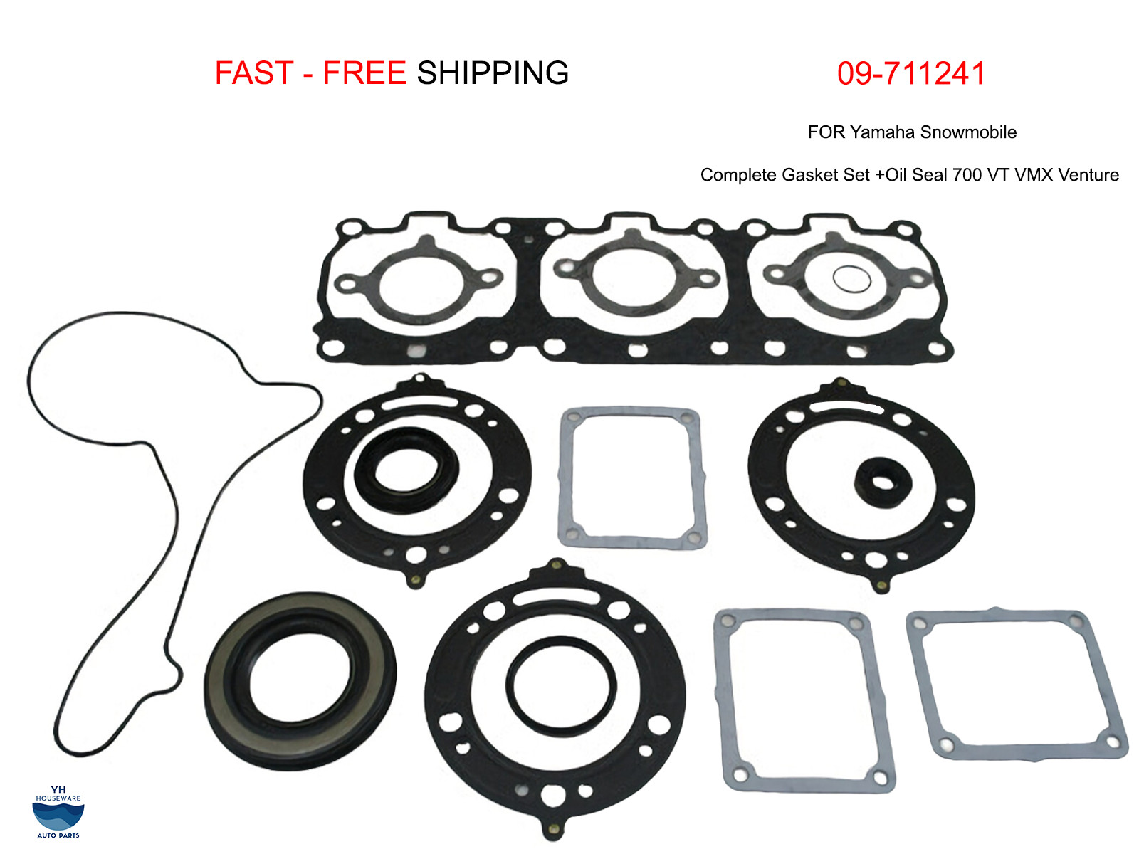 09-711241 FOR Yamaha Snowmobile Complete Gasket Set +Oil Seal 700 VT VMX Venture
