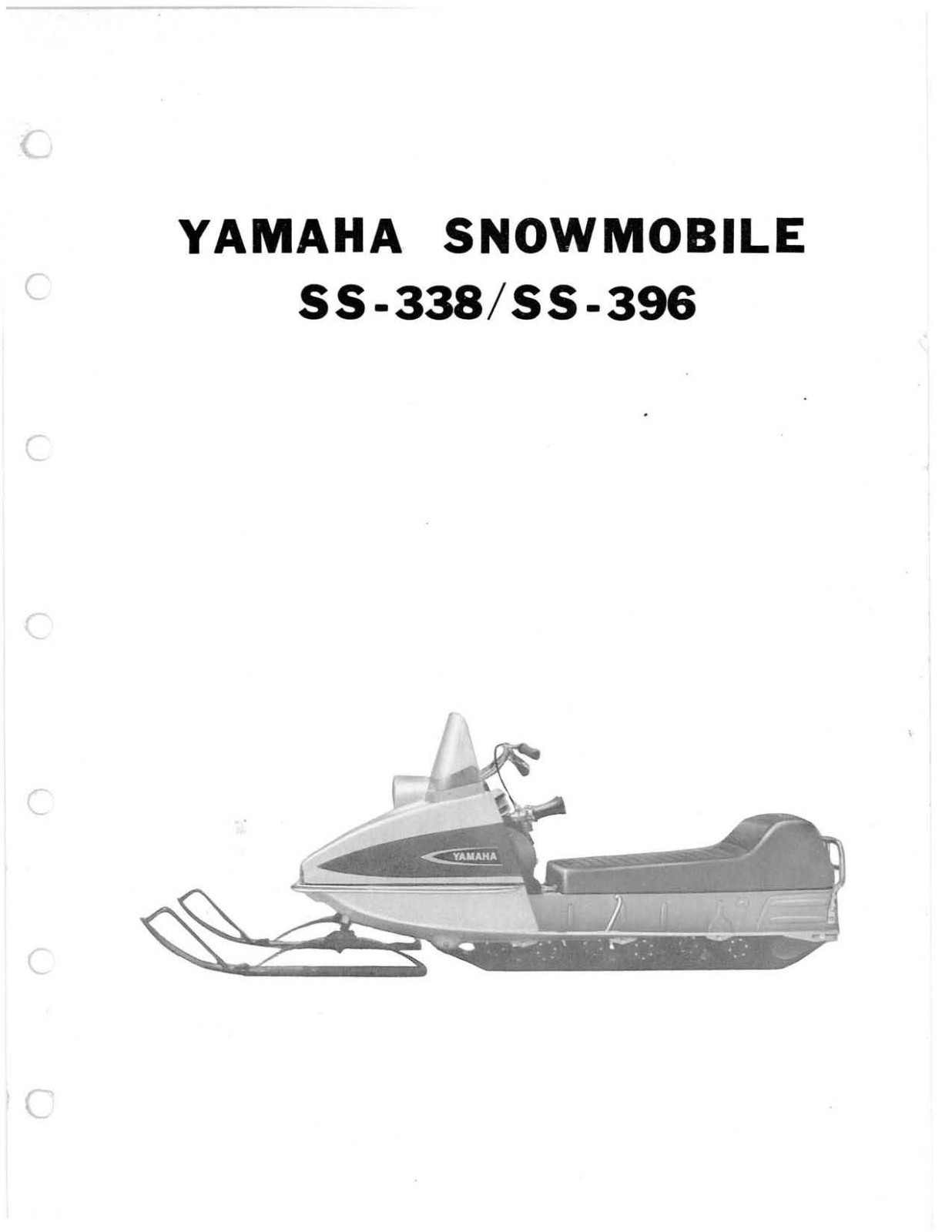 Yamaha Snowmobile Parts Manual Book 1970 SS-338 & SS-396