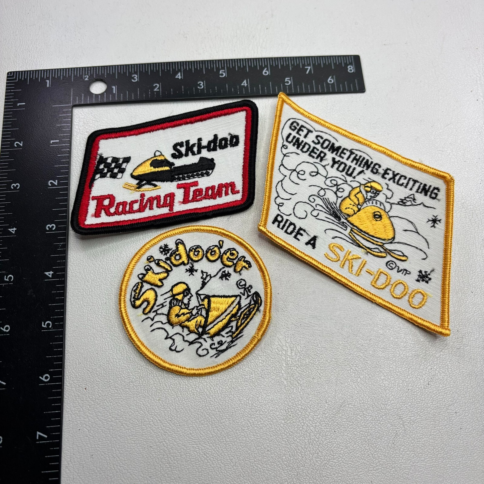 VTG c 1980s 3 PATCHES LOT SKI-DOO SNOWMOBILES Patch Lot (Yellow Ski Mobile) 00ar