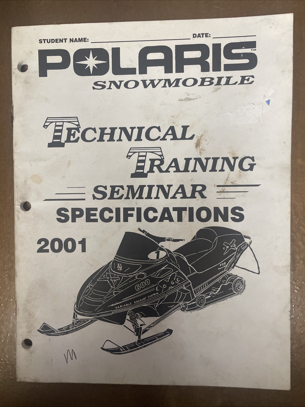 2001 Polaris Snowmobile Technical Training Specifications Book
