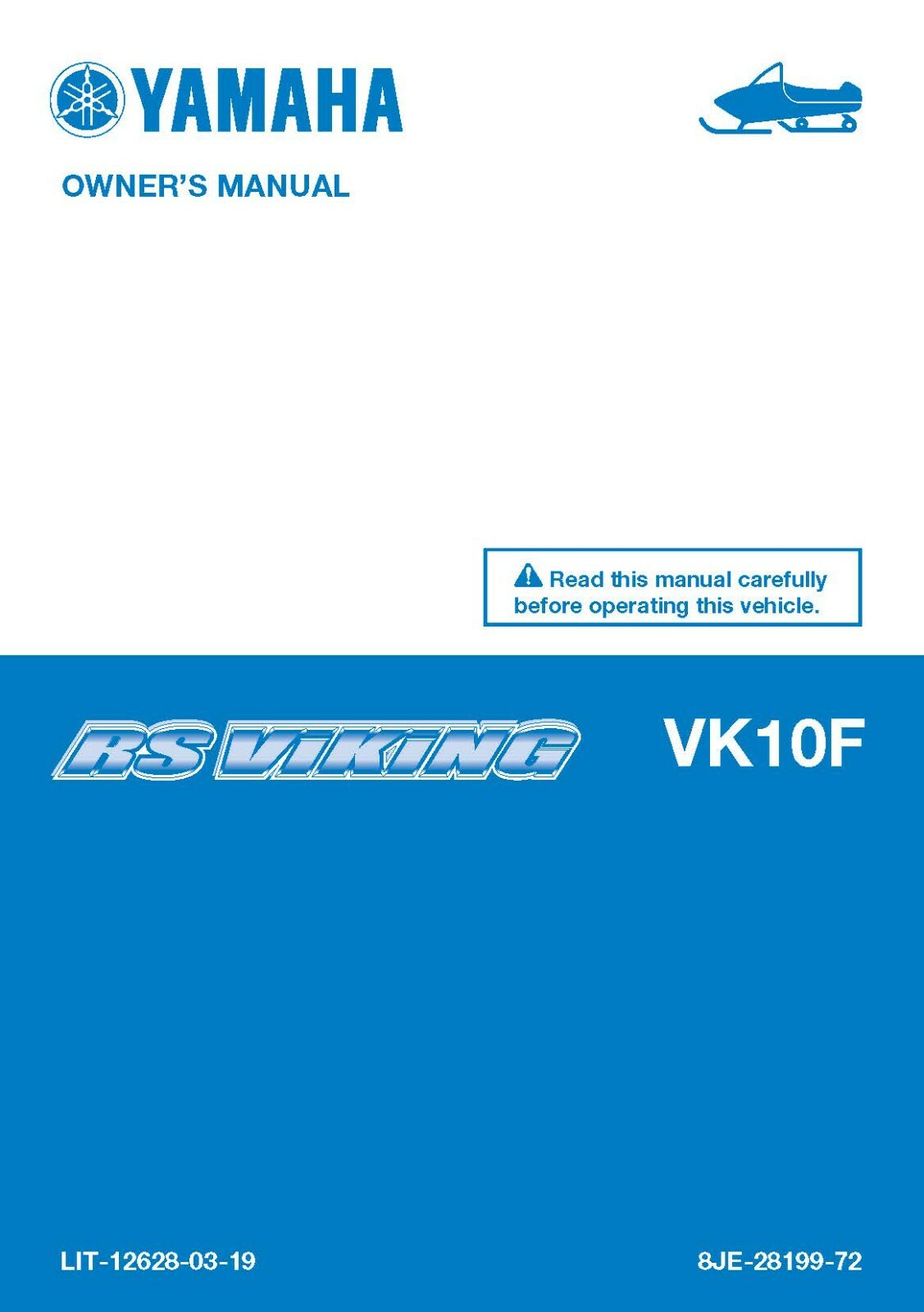 Yamaha Snowmobile Owners Manual Book 2015 RS Viking VK10F