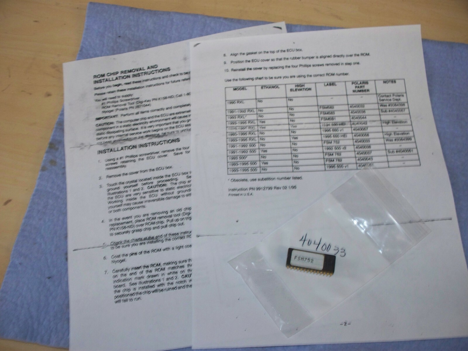 Polaris Snowmobile Indy 1991-1992 500 EFI Computer Rom Chip New OEM 4040033