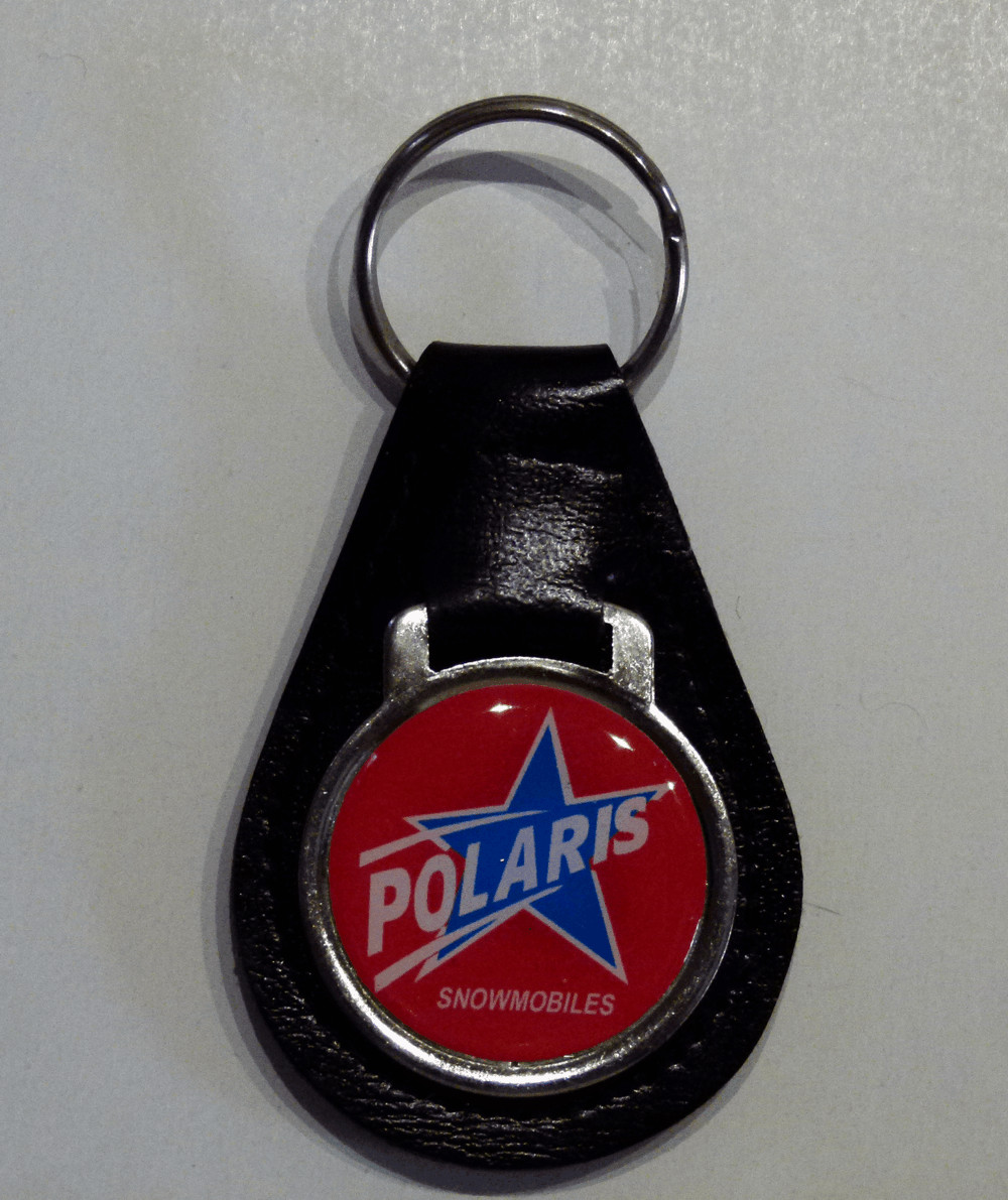 Reproduction Polaris Snowmobile Blue Star Medallion Leather Keychain (026)