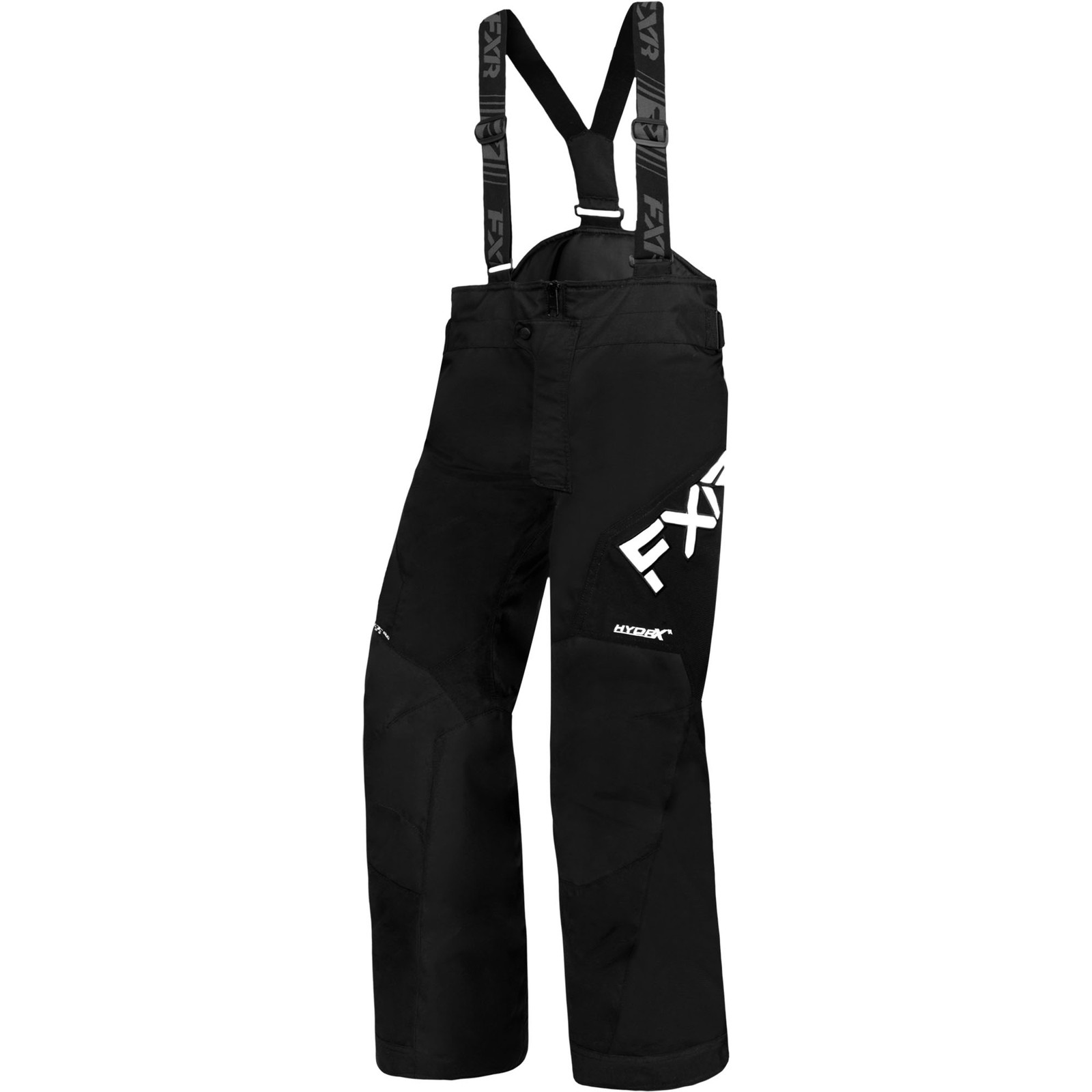 FXR Youth Clutch Snowmobile Pants Insulated Waterproof Black/White Snow Bibs