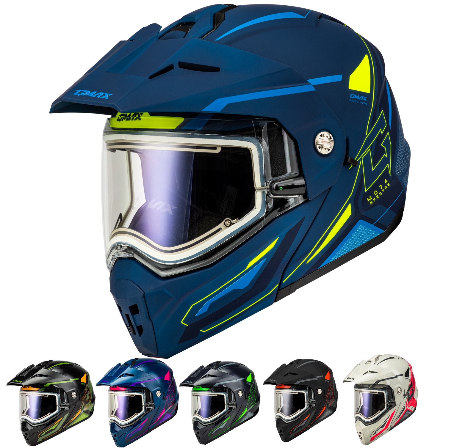 Gmax MD-74S Modular Electric Shield Snowmobile Helmet Anti-Fog lens For Winter