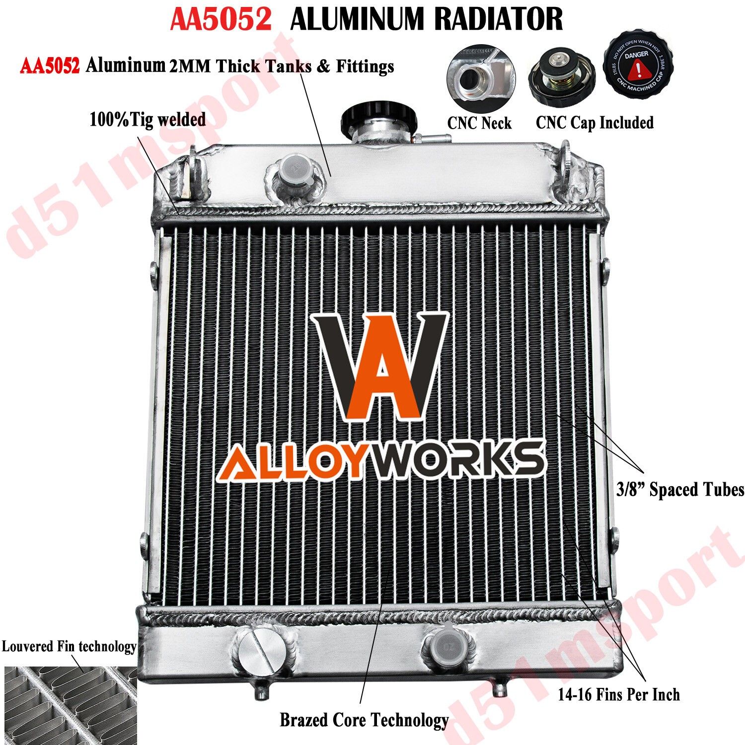 2 Rows Aluminum Radiator Fit Artic Cat Prowler 700 550 TRV 700 550 450 #0413205