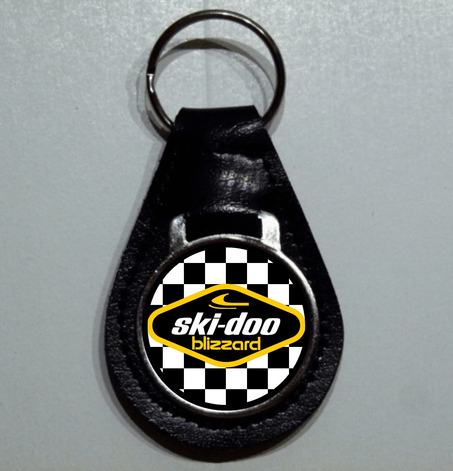 Reproduction Ski Doo Blizzard Snowmobile Logo Medallion Leather Keychain (056)