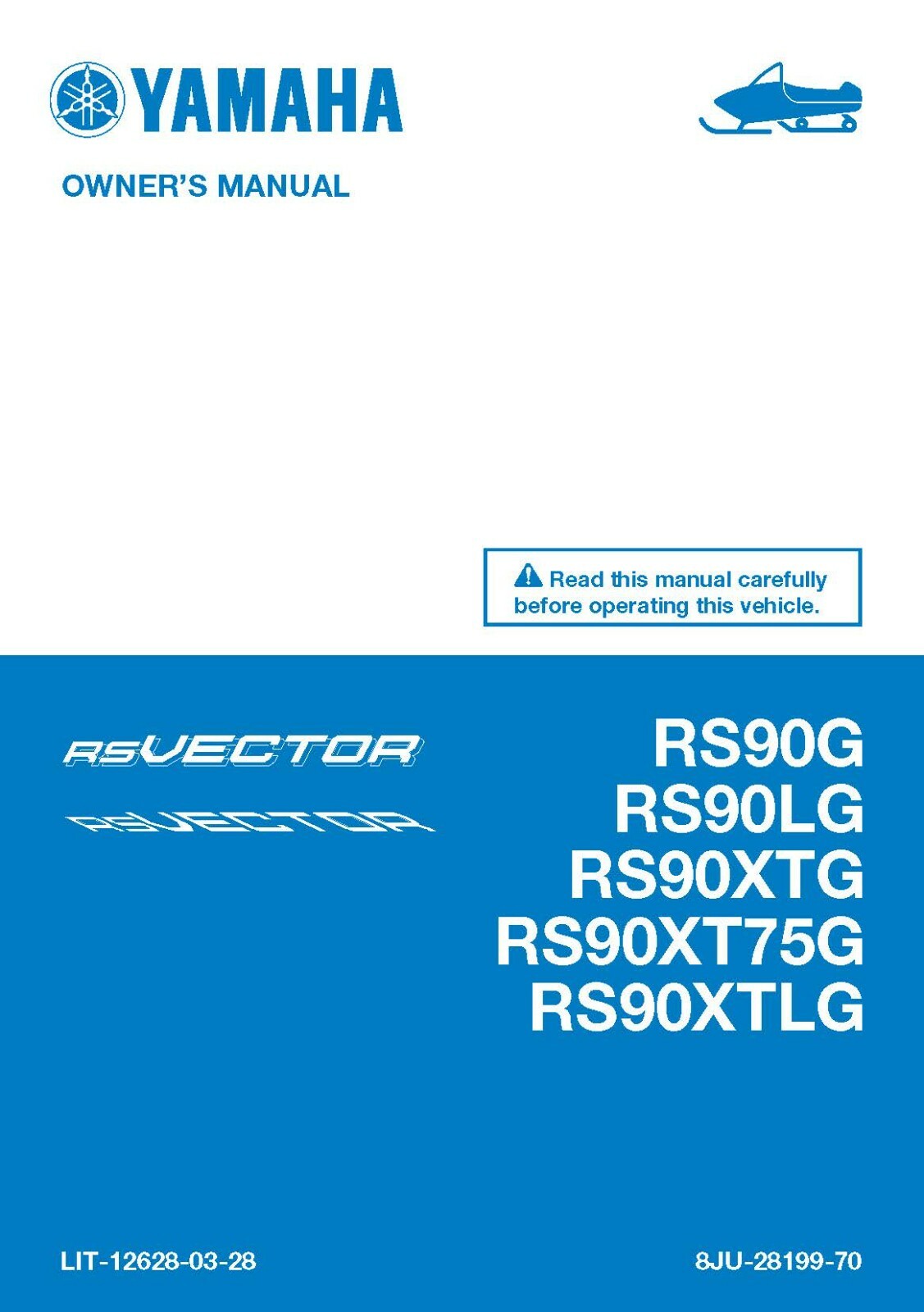 Yamaha Snowmobile Owners Manual Book 2016 RS Vector RS90G, RS90LG & RS90XTG