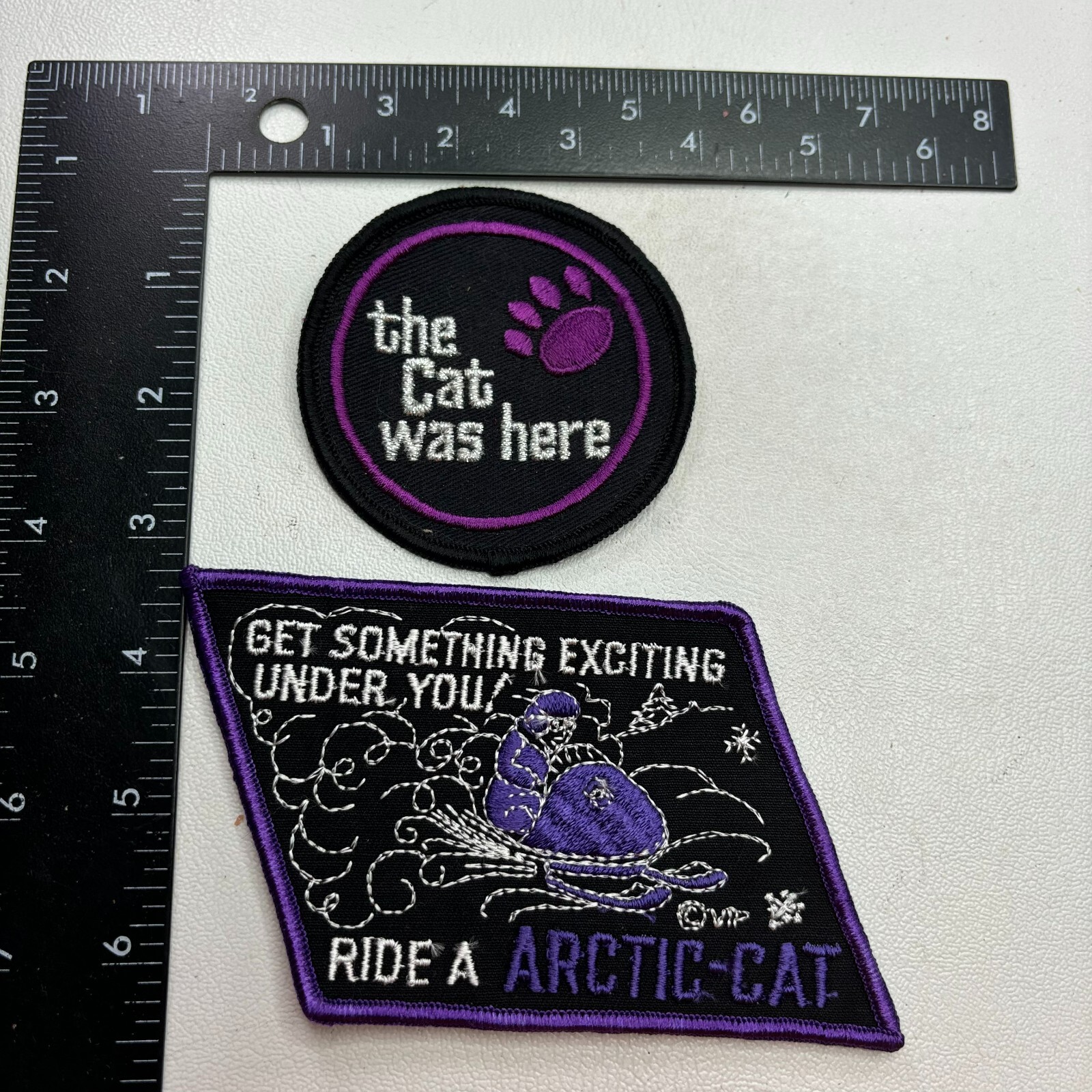 Vintage 2 Patches ARTIC CAT SNOWMOBILE Patch Bundle Lot Purple & Black C40Z