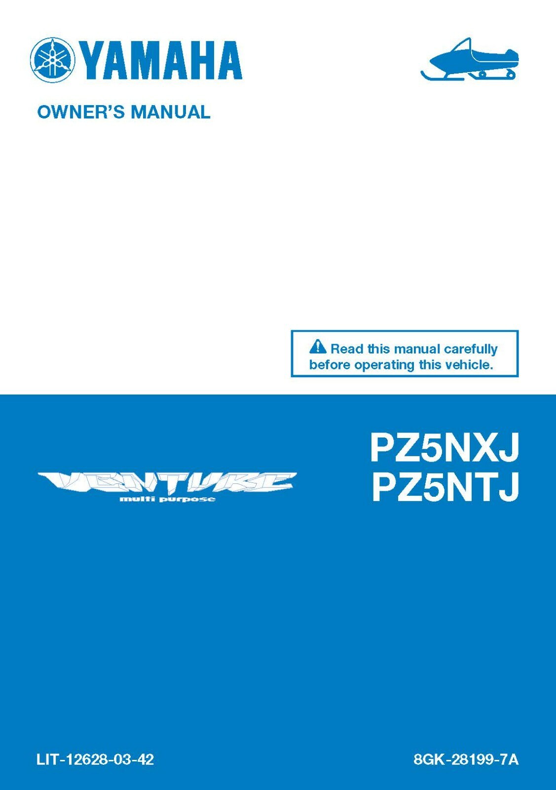 Yamaha Snowmobile Owners Manual Book 2018 Venture PZ5NXJ & PZ5NTJ