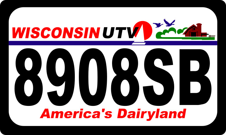 Wisconsin UTV Printed Plate, WI UTV  Aluminum plate Reg number required to ship