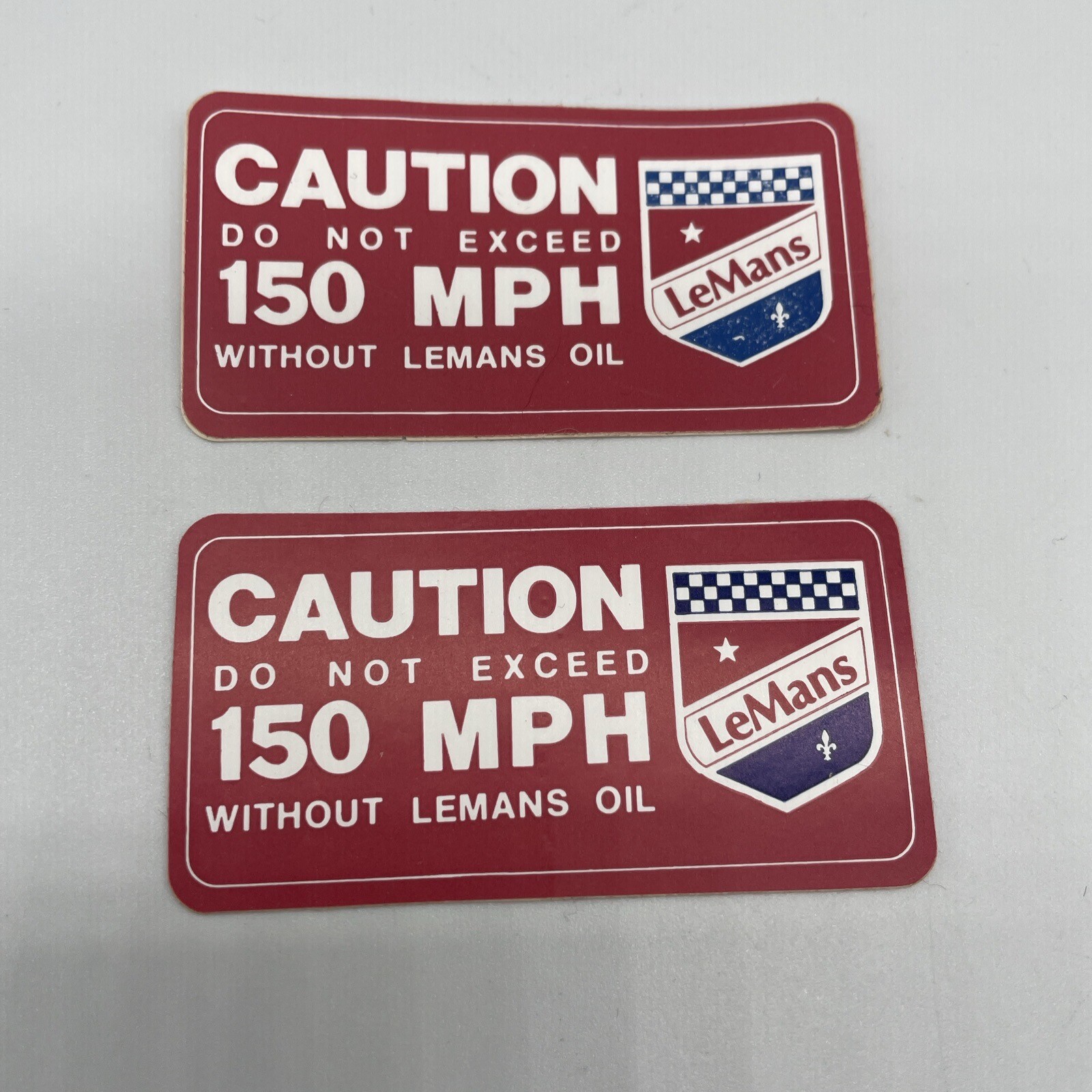 2 – LeMans Oil NOS Vintage Decal / Sticker Do Not Exceed 150 MPH Snowmobile Snow