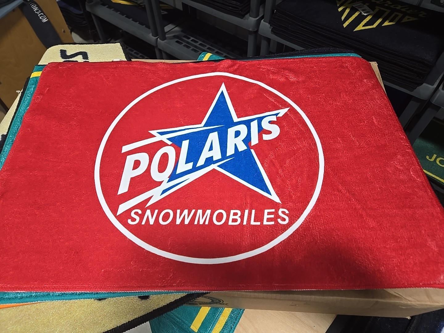 Polaris Snowmobile Vintage Retro logo door mat .