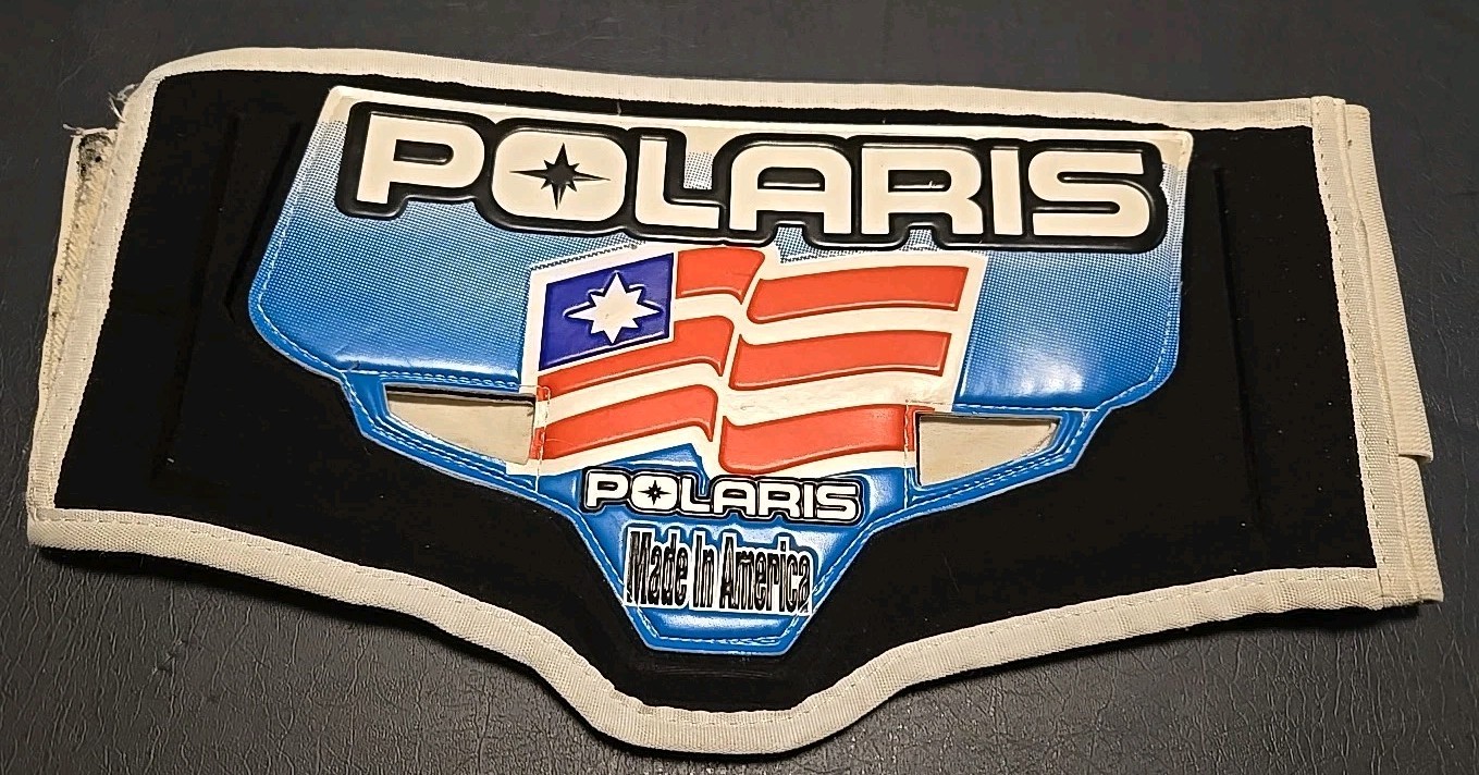 Vintage Adult L Sinisalo Racing Polaris Snowmobile White Kidney Belt Strap