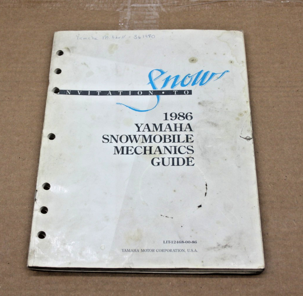 Rare 1986 Yamaha Snowmobile Mechanics Guide Vintage Yamaha Snowmobile