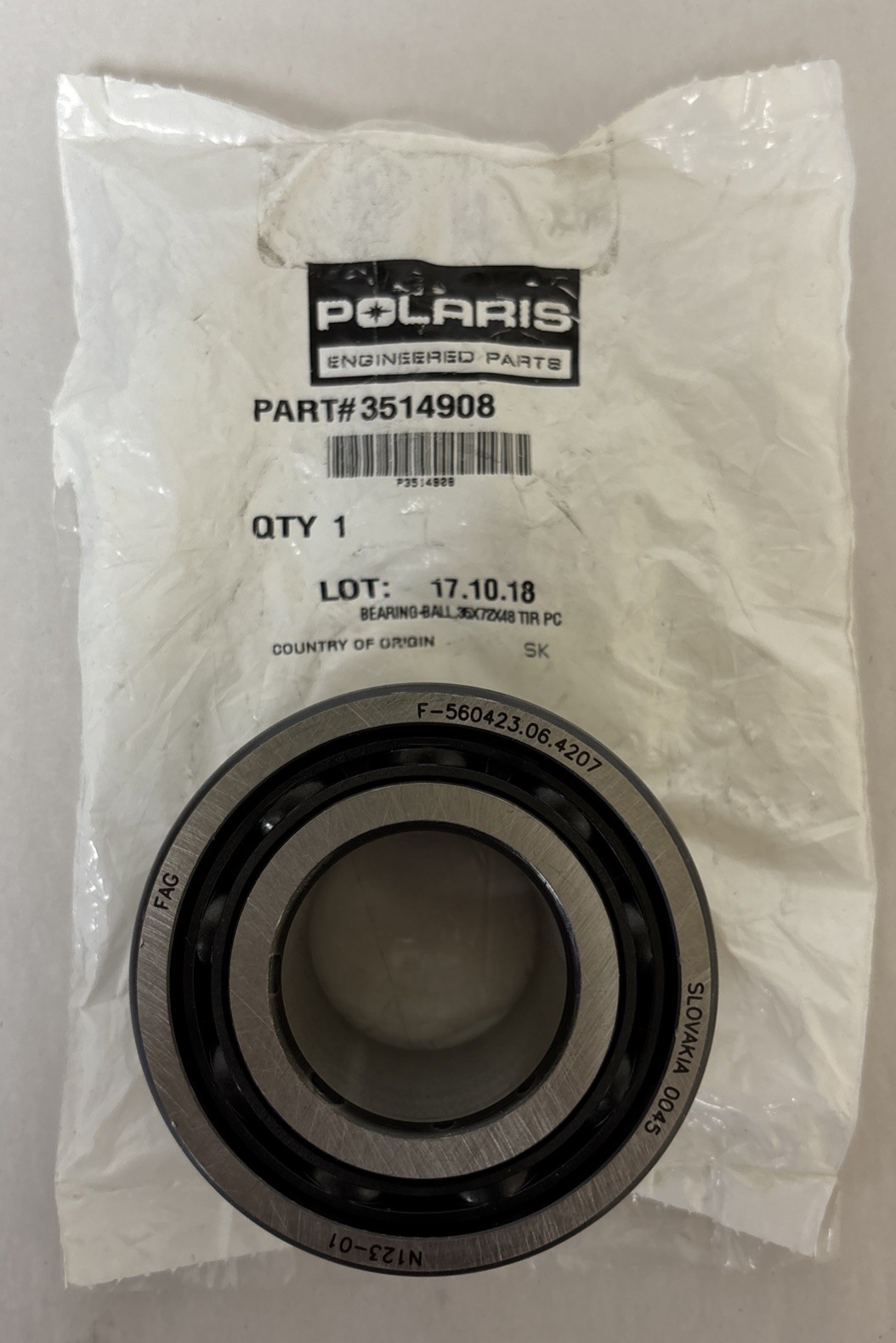 1-2019-23 Polaris Snowmobile OEM Ball Bearing, 35X72X48 #3514908, 3515098 #S280