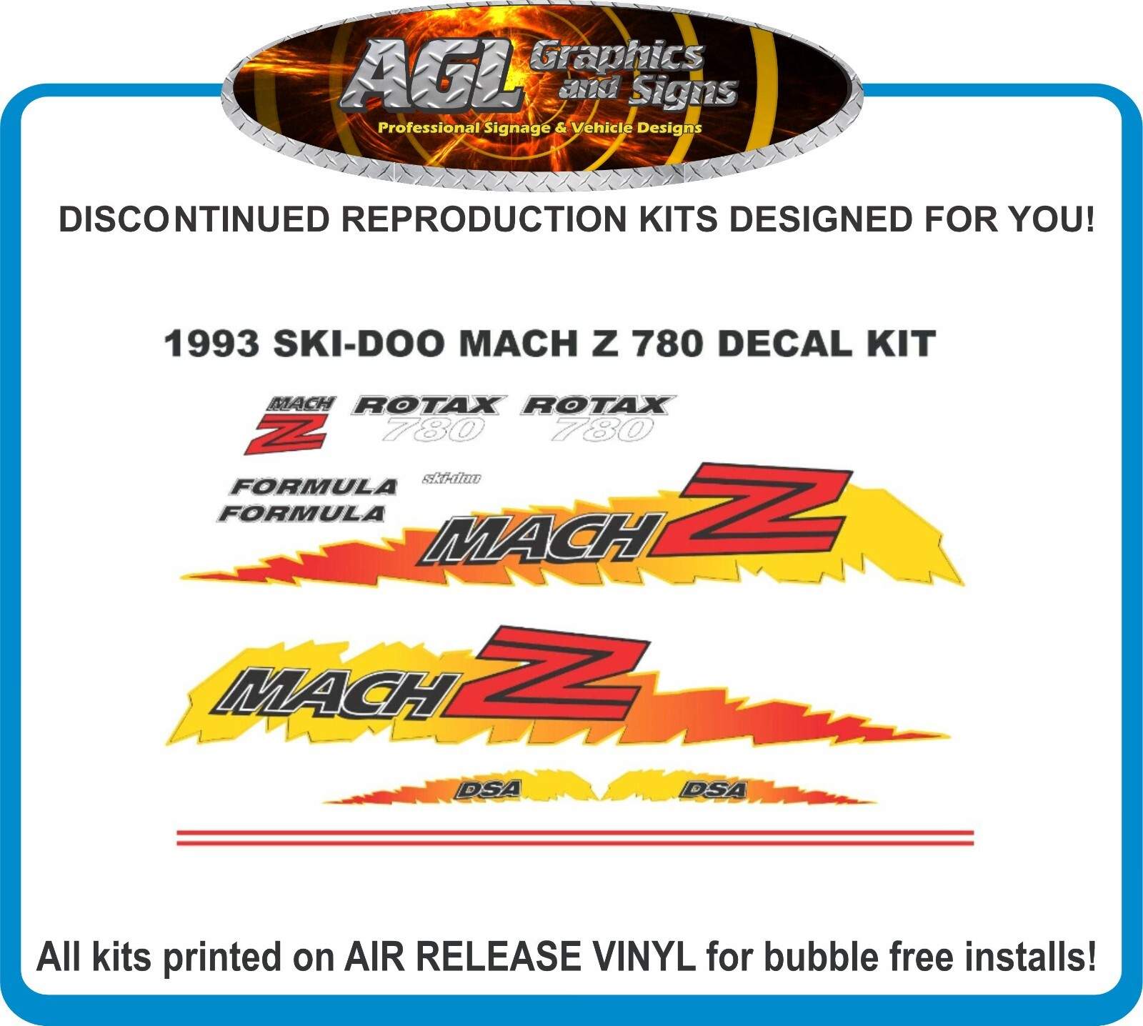 1993 ski-doo MACH Z ROTAX 780 Replacement Decal Kit