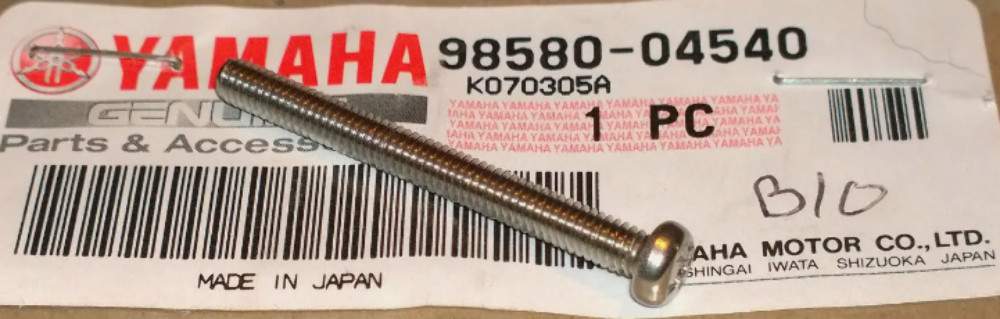 Bravo Inviter SRV Yamaha SnowMobile New Genuine Long Pan Head Screw 98580-04540