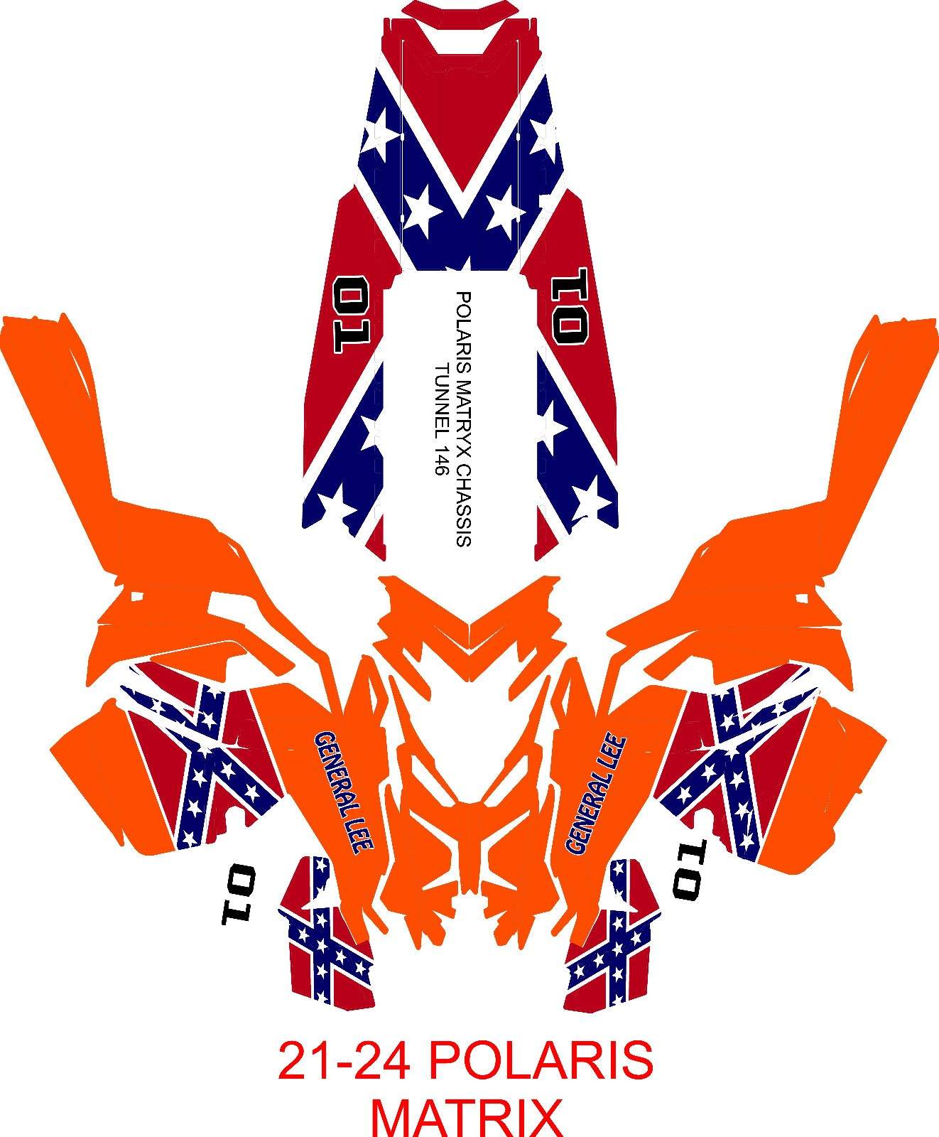 POLARIS  SNOWMOBILE WRAP KIT 21-24 MAYTRIX GENERAL LEE DECAL ULTIMATE