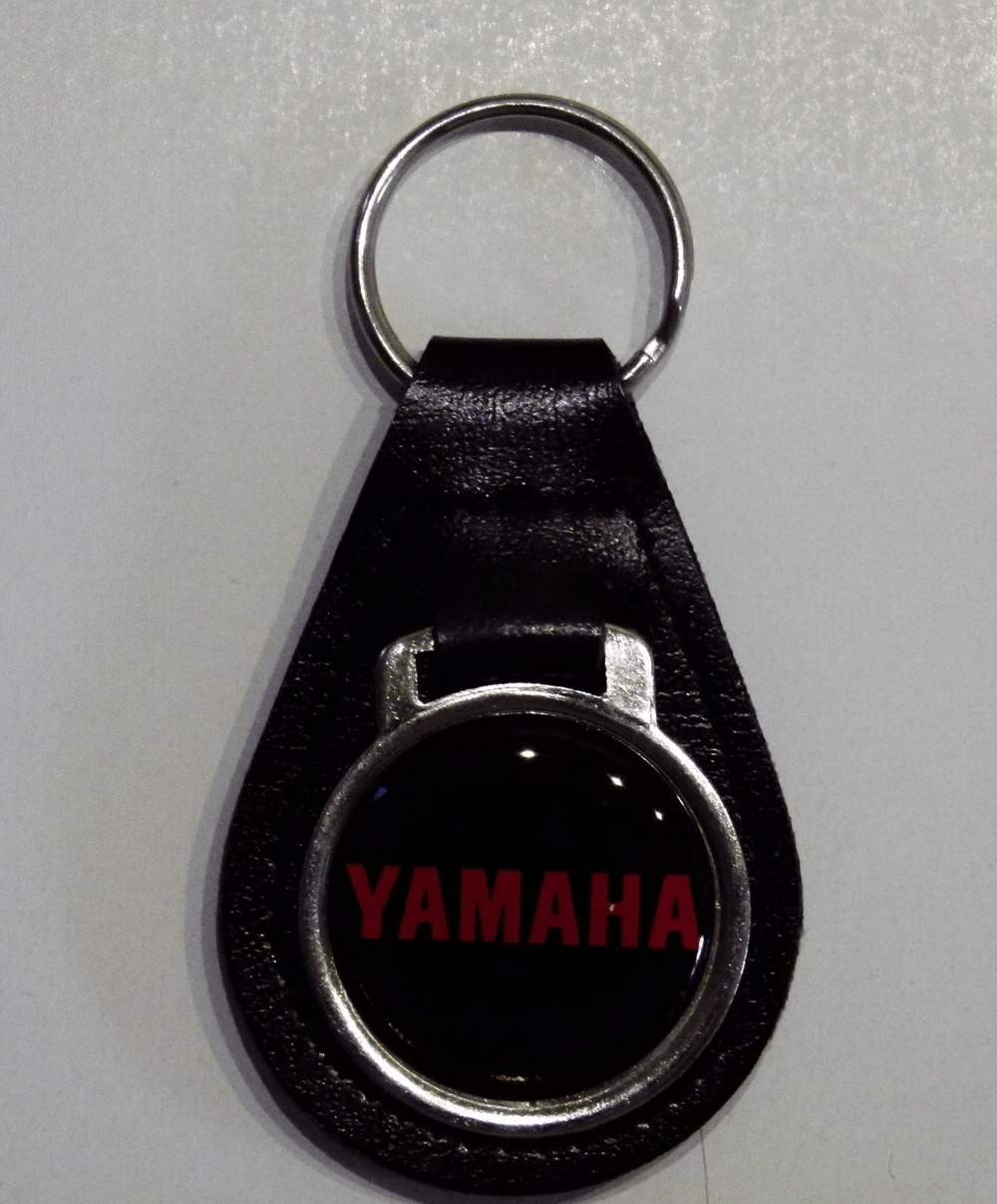 Reproduction Yamaha Red Snowmobile Medallion Style Leather Keychain (012)