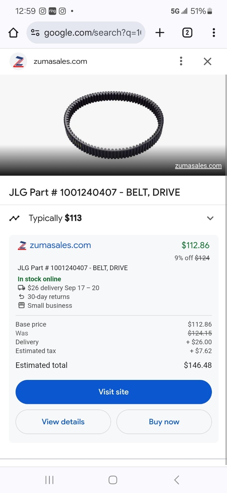 Jlg 1001240407 Drive Belt Artic Cat  Bando 0823-013 20-hk-19-1