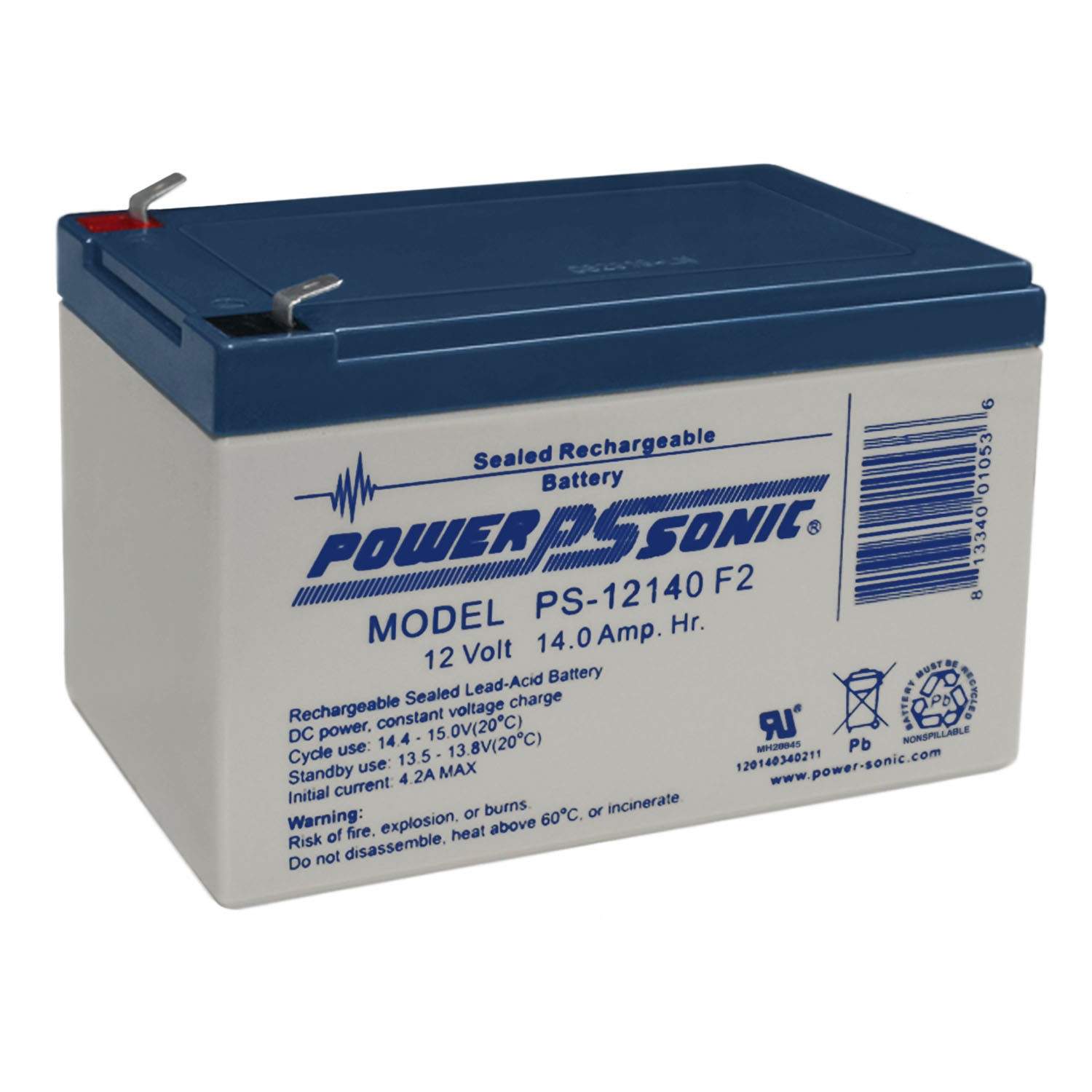 Power-Sonic Power Sonic PS-12140 F2 12V 14Ah SLA Sealed Lead Acid battery