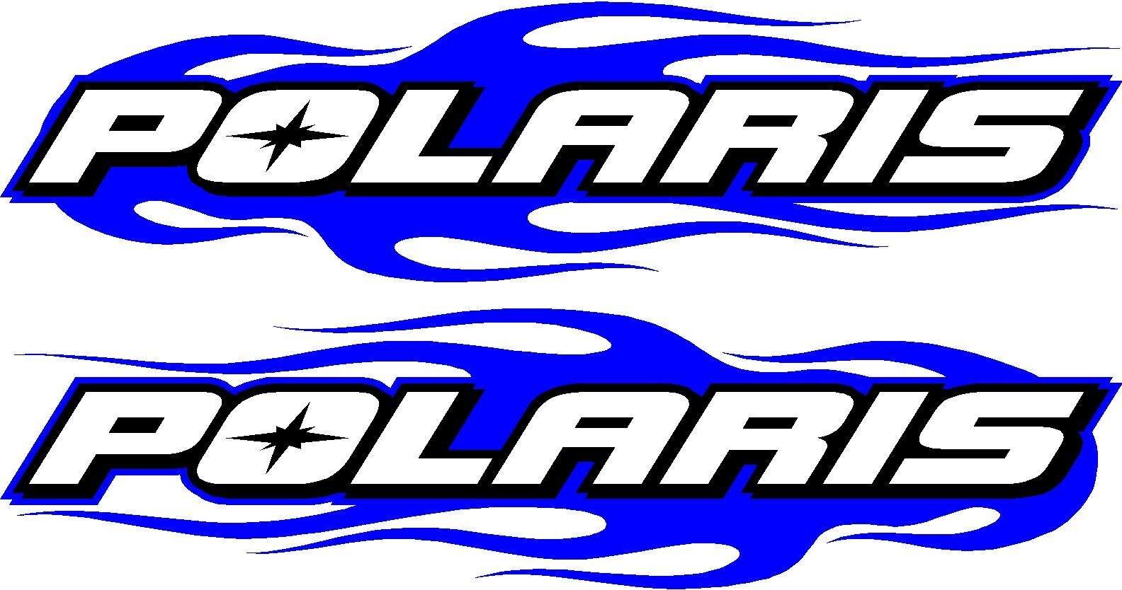 Polaris snowmobile  blue flame 2 sticker decal set 11″ x 48″ each