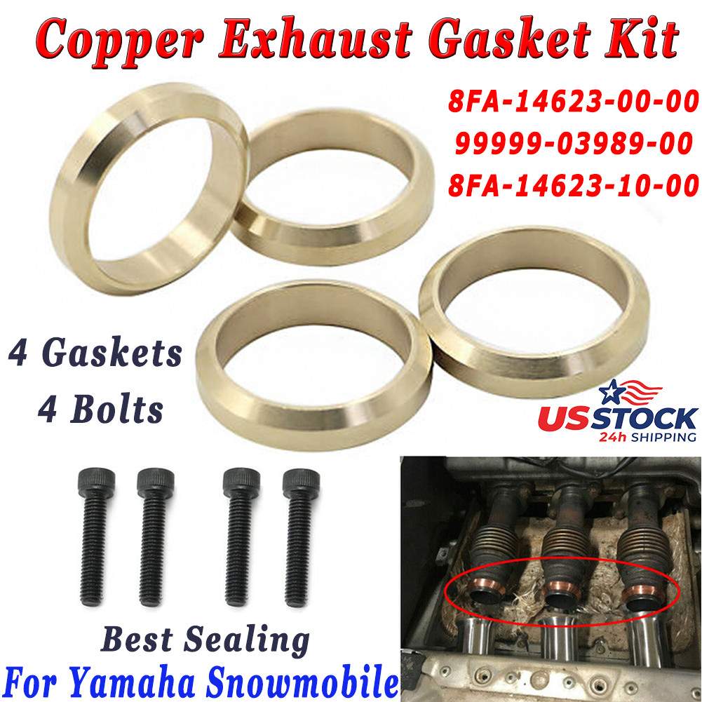 4PCS For Yamaha Snowmobile Copper Exhaust Gasket Apex RX1 LTX Attak Nytro Vector