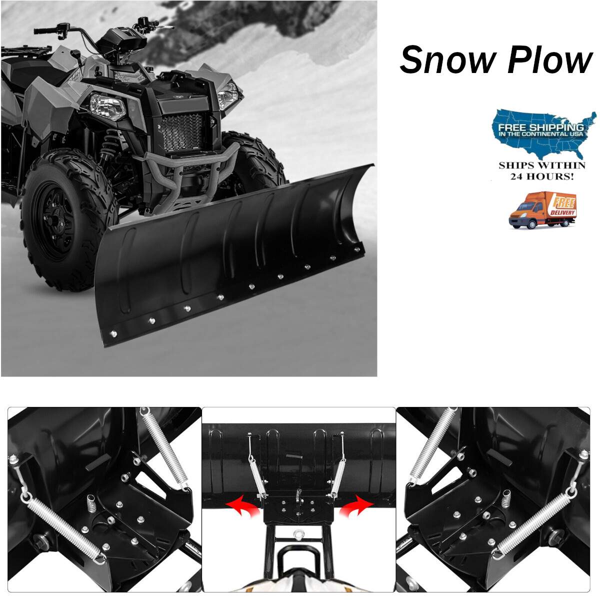 Aaiwa 600 Ranger XP Snow Plow Kit 45″ Steel Blade 2018-2025 ATV UTV SXS Crew E