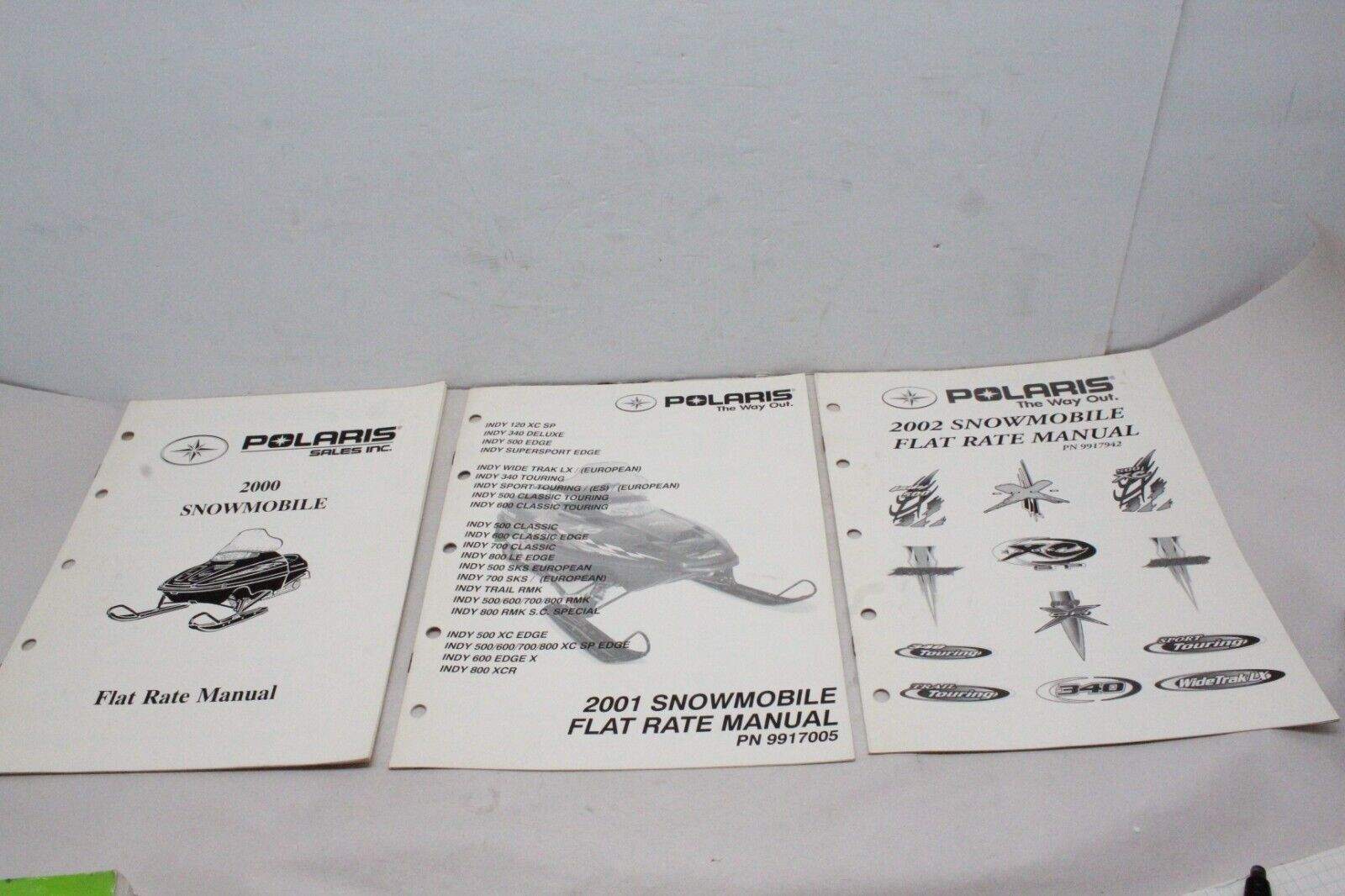 2000, 2001, 2002 Polaris Snowmobile Dealer Flat Rate Manuals OEM